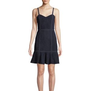 Alice + Olivia Desmond Suede A Line Navy Dress